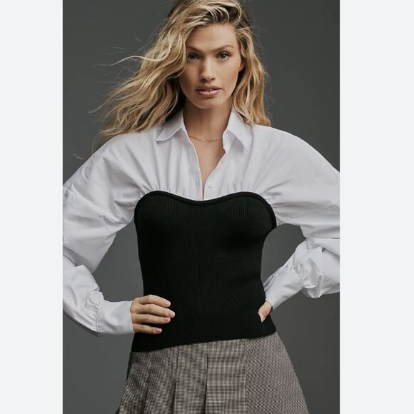 Anthropologie | NWT Maeve Long Sleeve Ruched Tube Twofer Sweater Top Size XL - Picture 3 of 15